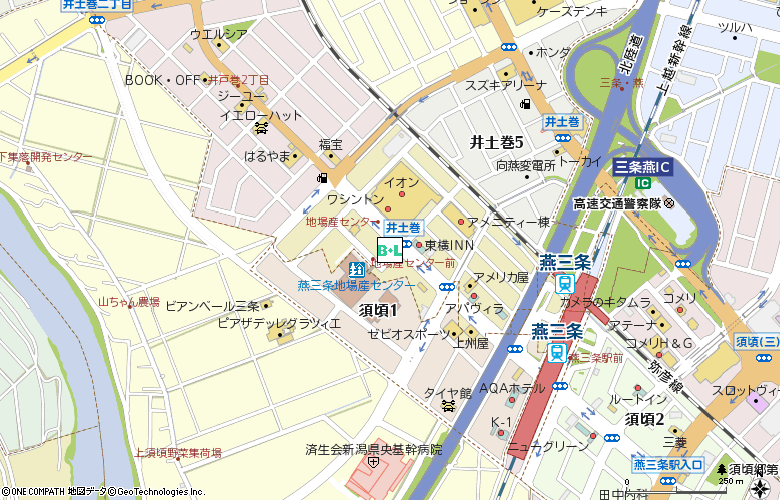 メガネスーパー 燕三条店付近の地図